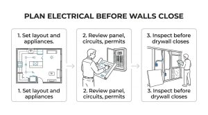 Plan Before Walls Close During an Electrical Remodel Project
